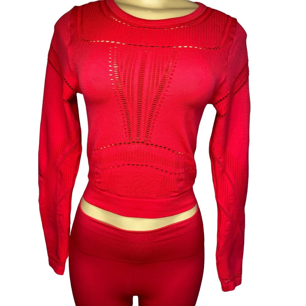 Fabletics Red Workout Suit Small - image 3